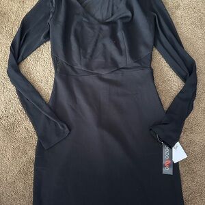 NEW Teeze Me Black Mesh Long Sleeve Mini Dress